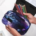thumbnail image 6 of Rateoe Feathered Wolf Pattern Double Clamshell Pen Case, Storage Organizer with Two Zipper Compartments– Holds Up to 50 Pencils & Pens, 6 of 7