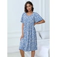 thumbnail image 2 of MINTREUS Nightgown Short Sleeve for Women Sleepwear V Neck Nightshirt House Dress with Pockets, 2 of 7
