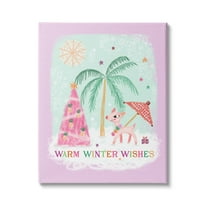 Warm Winter Wishes Phrase Tropical Beach Christmas Reindeer 16 in x 20 in Painting Canvas Art Print, by Stupell Home Décor