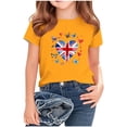 thumbnail image 1 of T-Shirt Graphique à Manches Courtes et Col Rond pour Enfants, Imprimé Drapeau Britannique, Mélange Doux de Polyester et Spandex, Haut Décontracté Respirant, Lavable en Machine, pour Garçons et Filles, 1 of 4