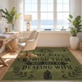 thumbnail image 3 of Design&I 6'x9' Washable Area Rug Olive Green Celestial Typography Sun and Moon Motif with Inspirational Text for Living Room, Family Indoor, Oversized Skid-Resistant, 3 of 7