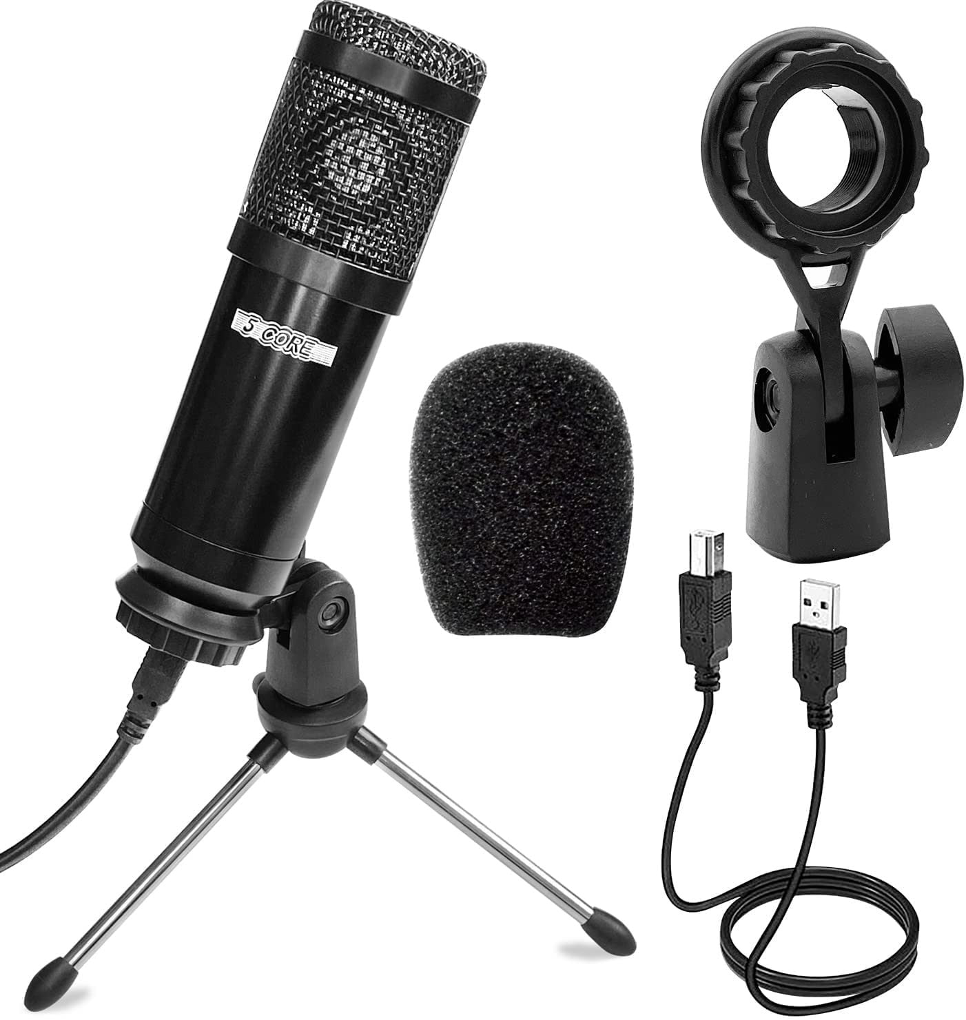 USB Microphone Condenser Mic for Computer PC Gaming Podcast Desktop Tripod Stand Kit for Streaming Recording Vocals Voice Cardioids Studio Microphone 5 Core RM 4 W / Tripod Stand Black - Walmart.com