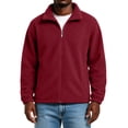 thumbnail image 5 of Polar Fleece Jacket for Men Full Zip Stand Collar Long Sleeve Soft Warm Cozy Casual Fall Winter Outdoor Jacket Front Pockets Wine 2XL, 5 of 6