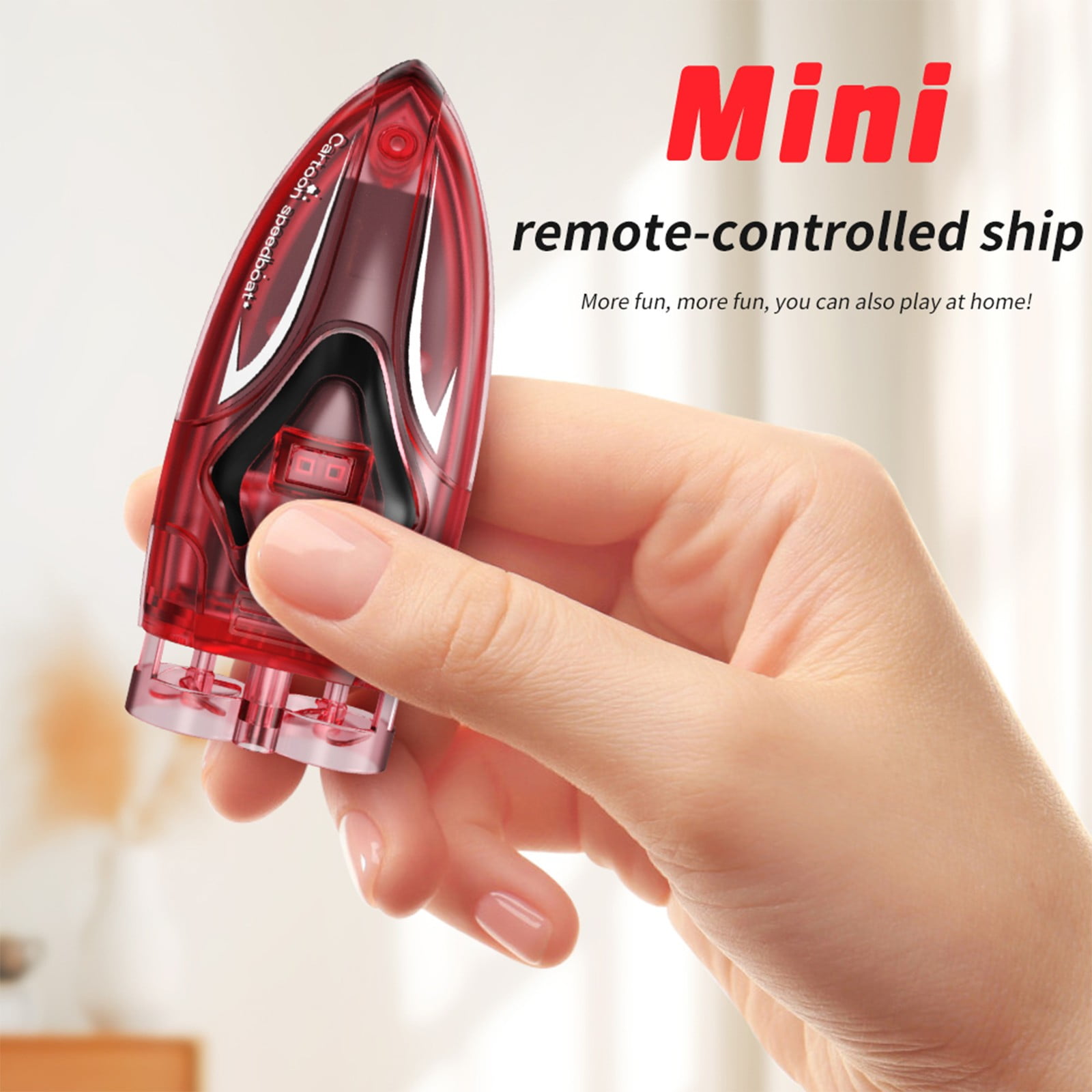 Mini Remote Control Boat Toys 2.4G High Speed RC Boat, Rechargeable Battery Powered RC Boat Fast Charging Play Time, Stunt Control Action RC Boat Indoor Pool Play Toys