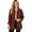 Brown, variant on Polyester Waffle-Knit Shacket, Loose Long-Sleeve Button-Down Top with Classic Collar and Single Chest Pocket