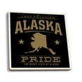 thumbnail image 1 of Alaska State Pride, Gold on Black (Absorbent Ceramic Coasters Set of 4 Matching Images, Cork Back, Kitchen Table Decor), 1 of 3