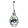 thumbnail image 1 of Funny Puppy Flowers in Hair Antiqued Oval Charm Clothes Purse Suitcase Backpack Zipper Pull Aid, 1 of 4