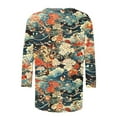 thumbnail image 5 of CYMMPU Loose Fit Crew Neck 3/4 Sleeve Fall Fashion Shirts Spring Tops Blouses for Women Dressy Casual Floral Pattern Tunic Tops Lightweight Basic T-Shirts Multicolor M, 5 of 5