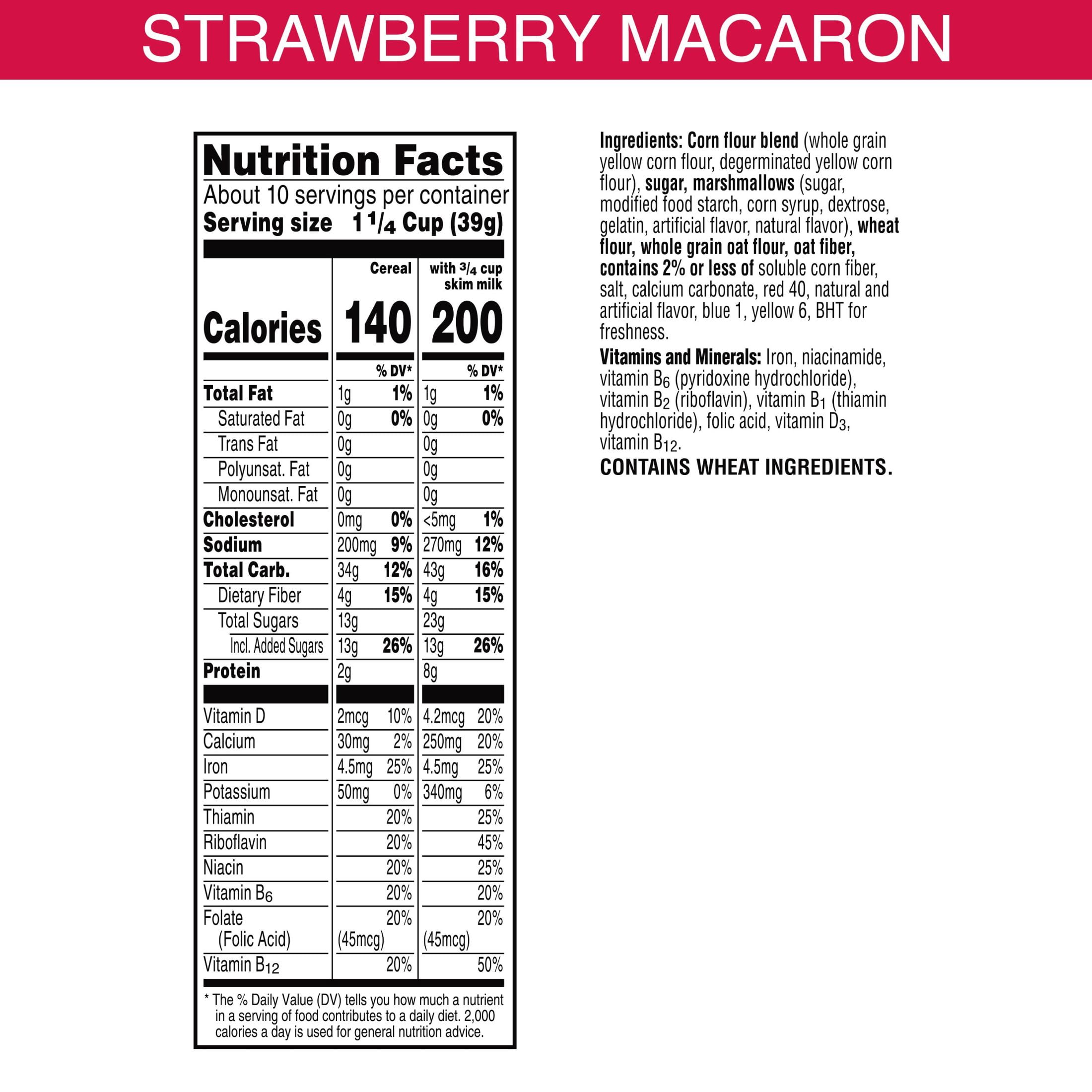 Kellogg's Miraculous Tales of Ladybug and Cat Noir Cold Breakfast Cereal, Kids Snacks, Family Size, Strawberry Macaron, 13.5oz Box (1 Box)
