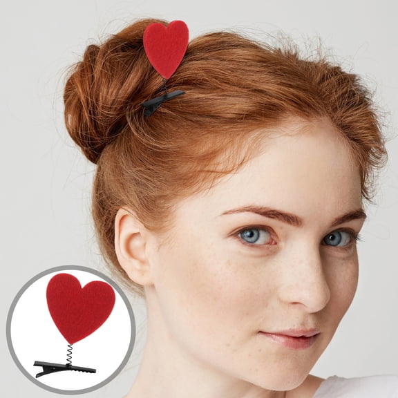 RENACLIPY 10Pcs Red Heart Hair Accessories Romantic Hairpin Set for Valentines Day Party