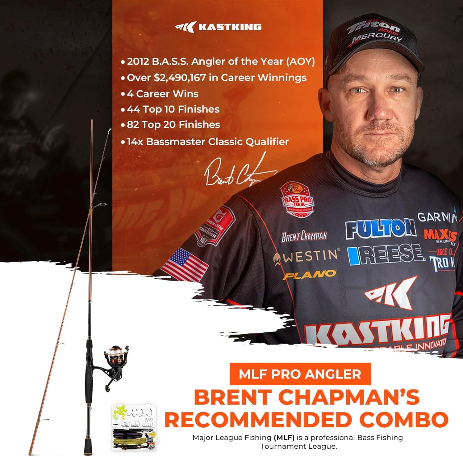 KastKing Brent Chapman Spinning & Casting Rod Reel Combo, IM6
