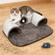 thumbnail image 5 of Cama túnel para gatos en forma de U, poliéster gris 55x75cm • Pasaje de escondite lavable con juguete colgado • Casa de juegos plegable plegable interior exterior, 5 of 7