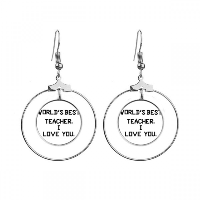 Mundo mejor http estudiante citar, te amo. Los pendientes cuelgan del aro de la joyería del círculo de la gota Unbranded M