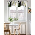 thumbnail image 3 of White Flowers Tie Up Valances Curtain, Horseshoe Lilies Plants Elegant Simple Kitchen Valances for Windows Decor, Rod Pocket Short Curtains Set for Bedroom/Bathroom, 54"x18", 3 of 9