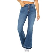 Celebrity Pink Women's Exposed Button Flare Jeans