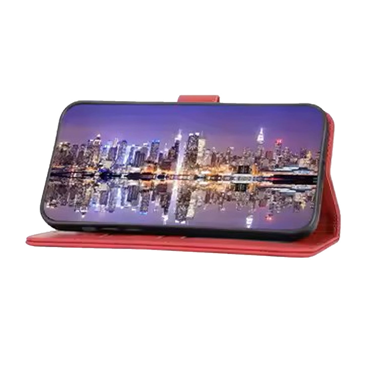 Elegant PU Leather Wallet Case for iPhone 17 Pro Max - Red