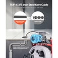 thumbnail image 3 of KFFKFF 75 FT x 3/8 Inch Drain Cleaner Machine with Auto-Feed, Portable Sewer Snake with 8 Cutters, Air-Activated Foot Switch, and Wheels for 2" to 4" Pipes, 3 of 9