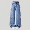 thumbnail image 2 of Girls' Jeans Denim Elastic Loose Fit Wasit Wide Leg Baggy Pants Kids Clothes School Daliy Wear 4-14 Years, 2 of 8
