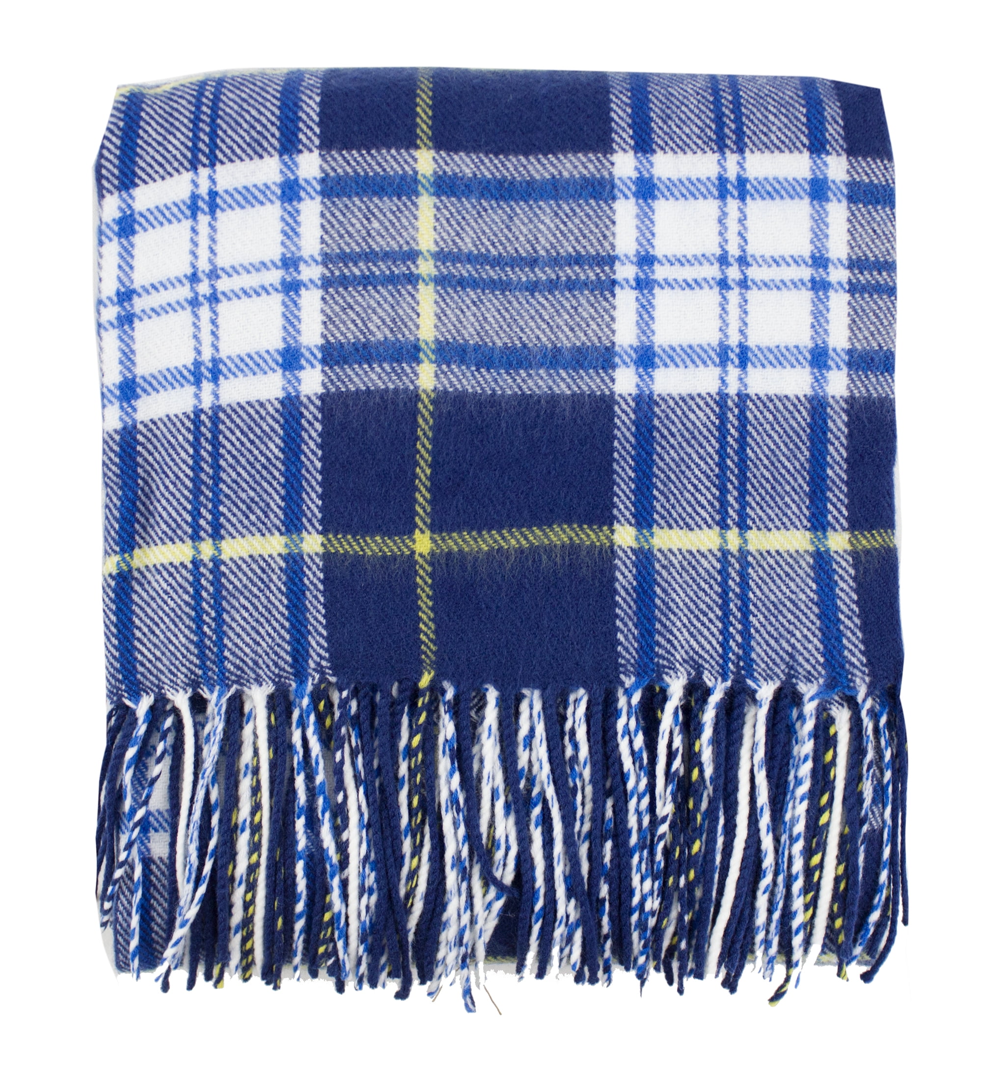 Cozy Tartan Plaid Design Tassel Throw Blanket 50" x 60" (Navy