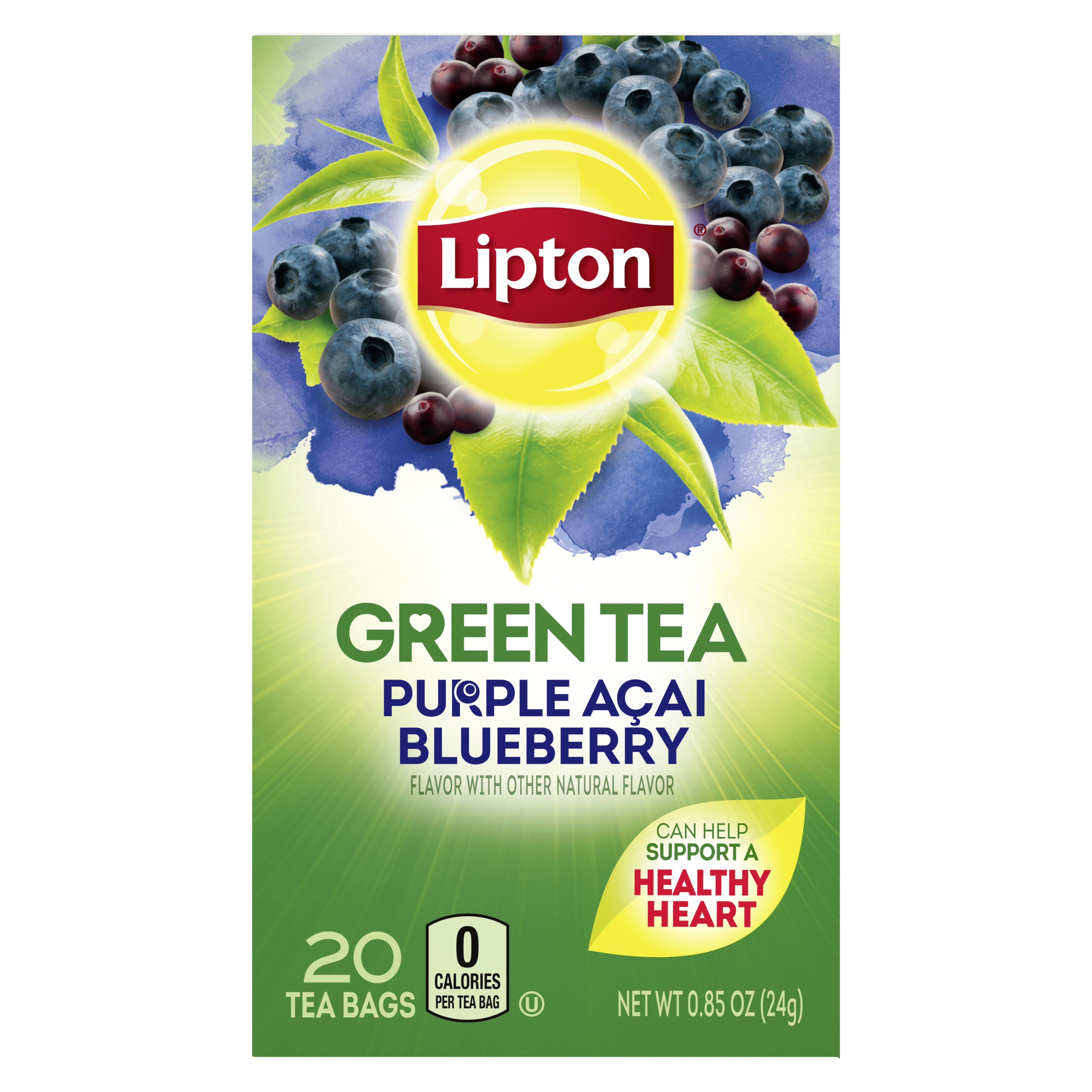 Lipton Green Tea Purple Acai Blueberry, Tea Bags 1.13 oz 20 Count
