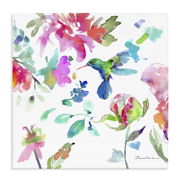 Stupell Industries Eclectic Hummingbird Vivid Tree Blossoms Canvas Art, 17 x 17, by Evelia Designs