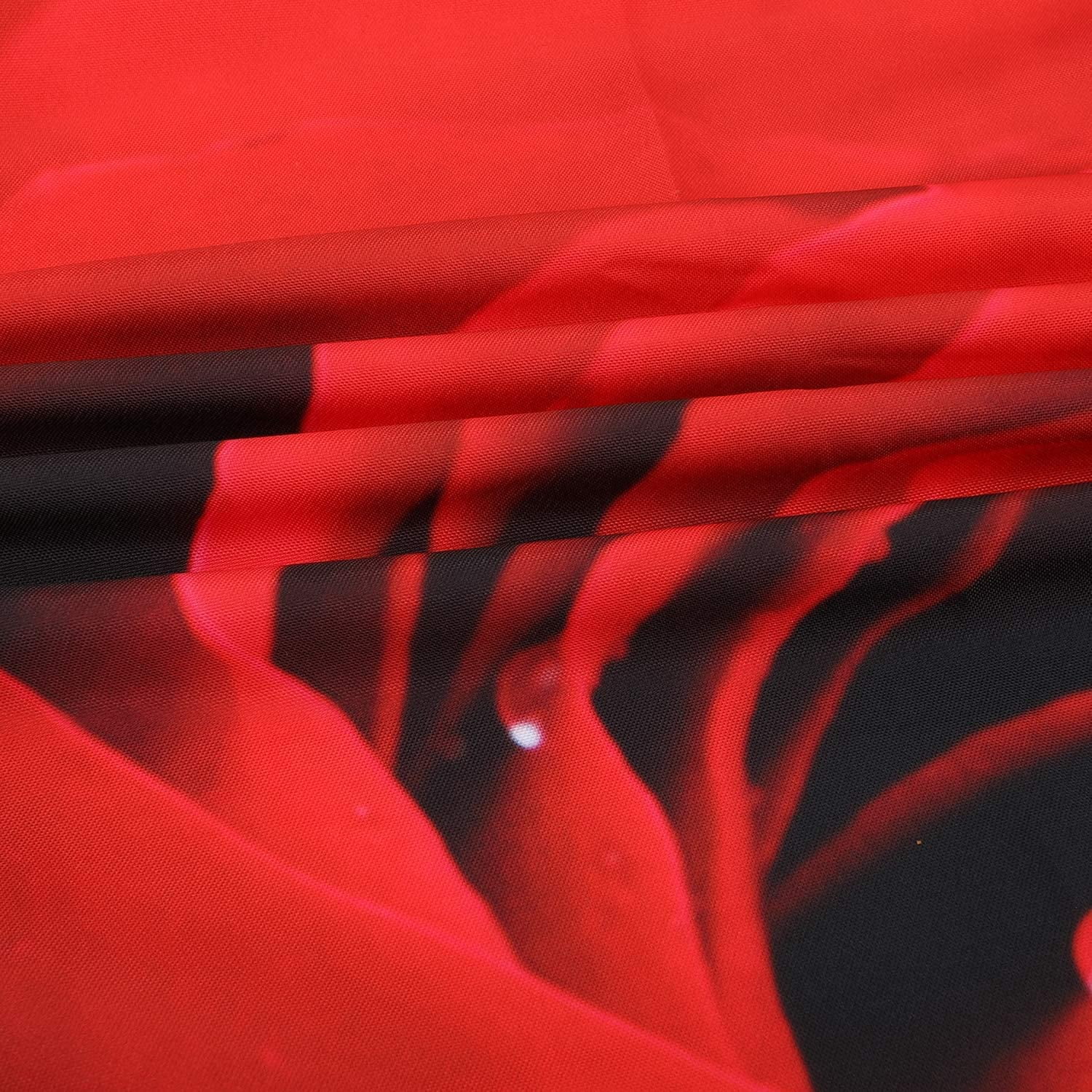 Red Shower Curtain for Bathroom Rose Shower Curtain Black and Red Shower Curtains Red Rose Shower Curtain with Hooks Black Floral Flower Decorative Pretty Valentine Gift, 72" W x 72" H
