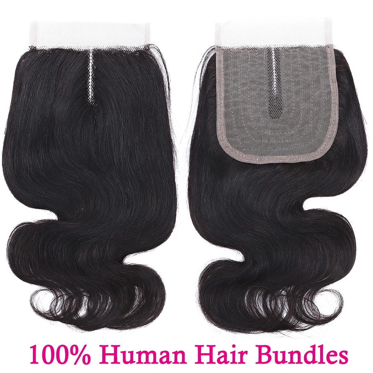 SEGO Body Wave Human Hair Bundles with Closure 100% Unprocessed Virgin Human Hair with 4x4 Middle T Part Lace Closure Natural Black Cleanrance