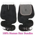thumbnail image 2 of SEGO Body Wave Human Hair Bundles with Closure 100% Unprocessed Virgin Human Hair with 4x4 Middle T Part Lace Closure Natural Black Cleanrance, 2 of 8