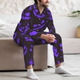 thumbnail image 6 of Halloween Costumes Mens Pajamas Set, purple halloween spooky Halloween Pajamas Button Down Long Sleeve Loungewear Halloween Sleepwear Pjs sets for Men, 6 of 7