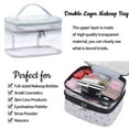 thumbnail image 3 of 1 bolsa de maquillaje de doble capa, con entramado, portátil, multifuncional, para almacenamiento, lavado y maquillaje., 3 of 5