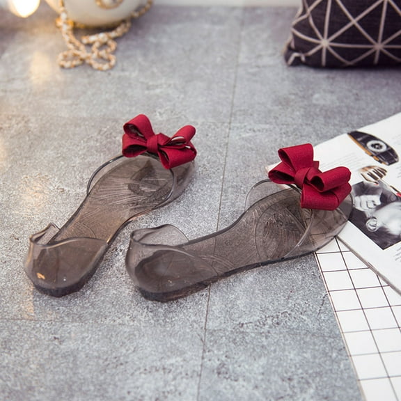 WHAMVOX Women's Fashion Jelly Shoes PVC Bowknot Sandals for Summer Beach Wear .825Inch