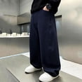 thumbnail image 4 of Bixock Toddler Boys Sweatpants Elastic Waist Jogger Pants Kids Solid Color Side Pocket Fleece Lined Loose Fall Winter Sport Casual Daily Wear Size 11-12Years, 4 of 5