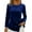 Dark Blue-01, variant on Women's Long Sleeve Bow Decor Top, Crew Neck Tunic Side Slit Soft Flowy Blouse