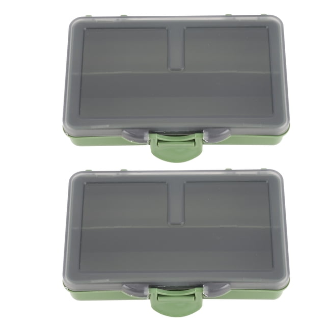 Boîte à Pêche à la Carpe, Mini Boîte de Rangement Robuste Verte 105x70x25 mm pour la Pêche 2 Compartiments
