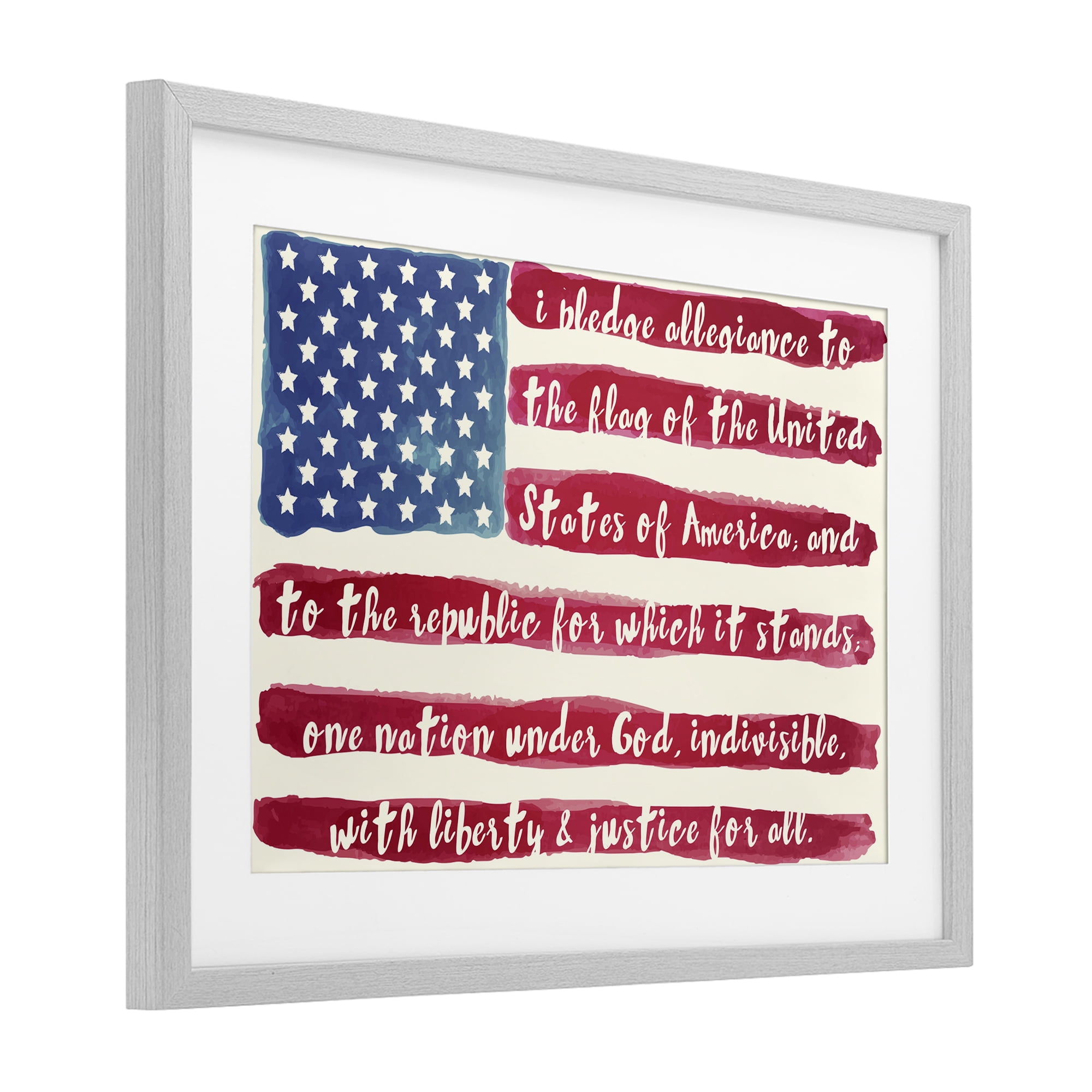 Stupell Industries Pledge Of Allegiance Flag Stripes Gray Framed Print Under Glass, design by Sophie 6
