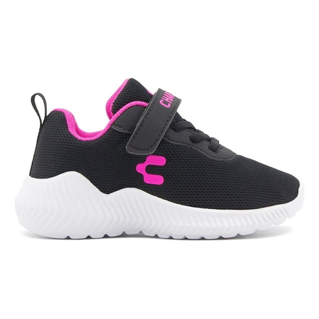 Tenis Charly Niña Kids Deportivo Comodos Velcro Negro/fiusha negro 17.5