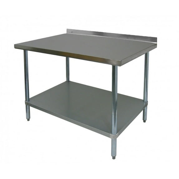 ACE WT-EB2436 Commercial Work Table with Stainless Steel Top, 1 Galvanized Undershelf, 1-1/2" Backsplash & Adjustable Bullet Feet, 24"W x 36"L x 35"H, ETL Certified