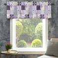 thumbnail image 4 of Spring Floral Farmhouse Short Window Curtain Valances, Dark Purple Flowers Patchwork Grid Bohemia Rod Pocket Kitchen Valances for Living Room Bedroom Bathroom Cafe 60" x 18", 4 of 8