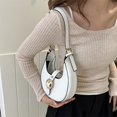 thumbnail image 2 of Bolso Mujer Hombro Bandolera Correa Ajustable Media Luna Bolso Sólido Blanco, 2 of 7