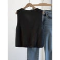 thumbnail image 3 of Women's Versatile V-Neck Knit Vest, Spring/Summer Fashion Piece, Button Front Sleeveless Cardigan Knitwear Top Black Fall, 3 of 3