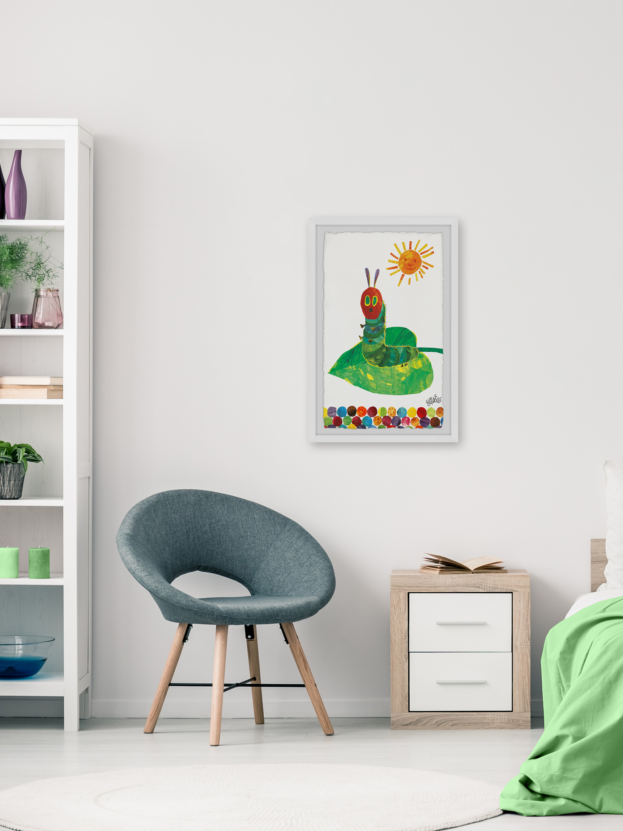Marmont Hill Sunning Caterpillar By Eric Carle Framed Wall Art, 8.00" x 1.50"
