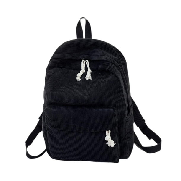 Mochila de escuela secundaria, mochila para mujer, mochila para cuaderno, correas de hombro ajustables, bolsa de viaje, mochila para acampar, fiestas Negro