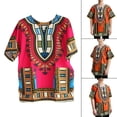 thumbnail image 6 of Unisex African Dashiki T Shirt, Tribal Short Sleeve Bright Colour Classical Comfortable Large Blend Festival Shirts Tops , Rose, 6 of 8