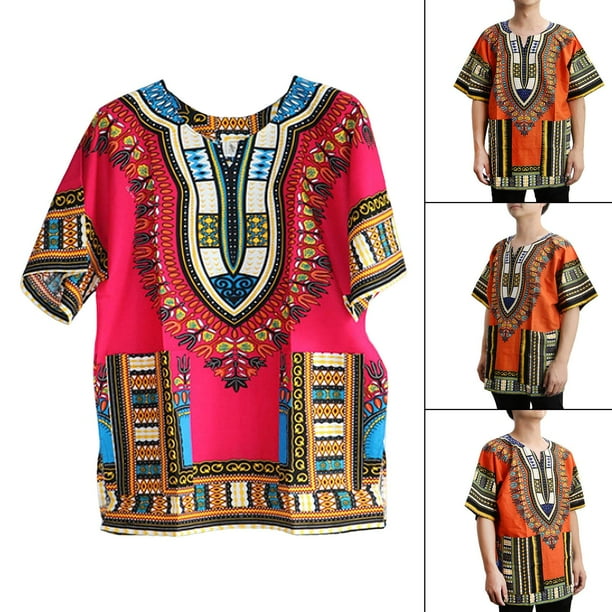 Camisa dashiki africana para hombres y mujeres festival tradicional talla unica yinane camisa africana dashiki