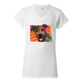 thumbnail image 2 of Cute Smiling Neon Pitbull Dog Breed Dog Lover Women's Standard V-Neck Tee, White, X-Large, 2 of 3
