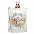 thumbnail image 2 of Throw Blanket Fleece Throw Blanket 50x80in, Spring Flower Leaf Butterfly Soft Lightweight Bed Blankets Easter Rabbit Egg Green Polka Dot Fuzzy Couch Blankets for All Season, 2 of 9