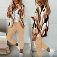 thumbnail image 3 of QATAINLAV Womens Long Sleeve Open Front Blazers Jacket and Pants 2 Piece Sets Fashion Printed Cardigan Matching Solid Drawstring Pants Tracksuits Fall Savings Khaki XL, 3 of 7