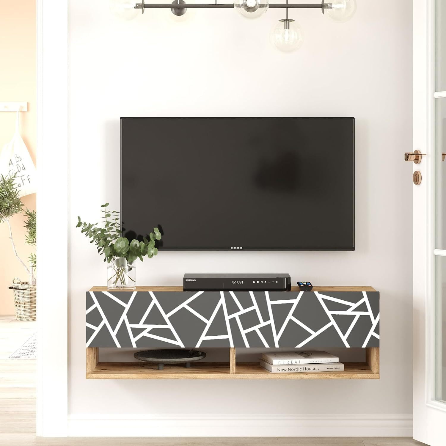 Future TV Unit Anthracite UV Print 40 inches Floating Entertainment Center
