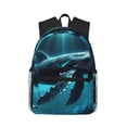 thumbnail image 1 of Disketp Vintage Blue Pattern Whale Mochila Ligera Clásica con Múltiples Bolsillos, Mochila Casual para Hombre y Mujer, Ideal para Escuela, Trabajo y Viajes, 1 of 6
