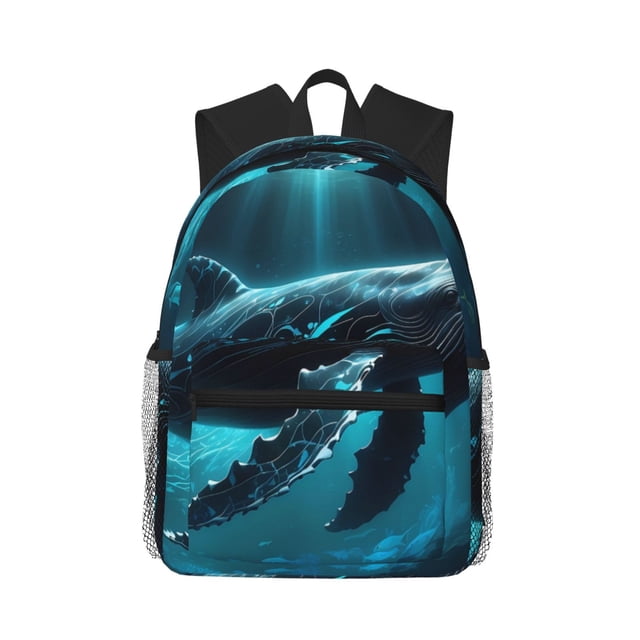 Disketp Vintage Blue Pattern Whale Mochila Ligera Clásica con Múltiples Bolsillos, Mochila Casual para Hombre y Mujer, Ideal para Escuela, Trabajo y Viajes